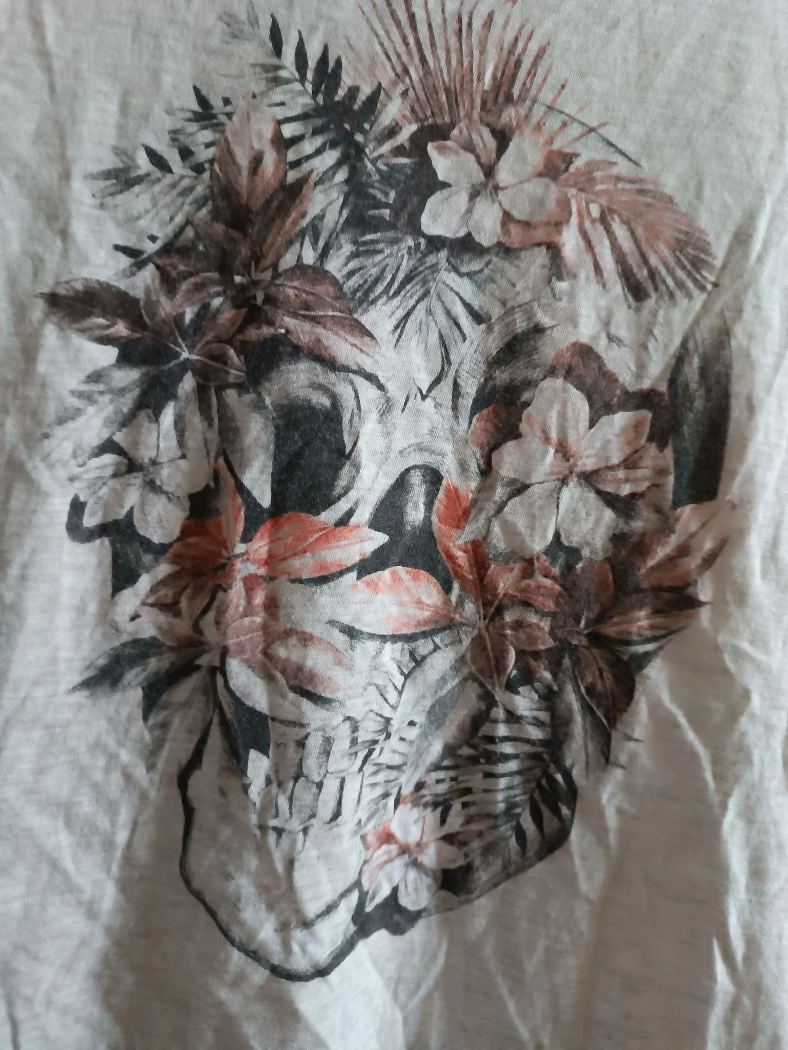 Grey heather skull floral/jungle t-shirt - XS – photo 3